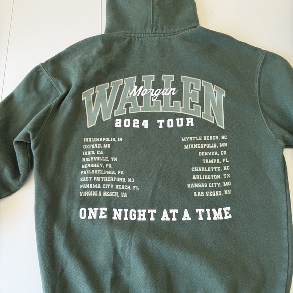 Morgan Wallen One Thing at a Time 2024 Tour Hoodie Sweatshirt Green Size Large - Picture 4 of 4
